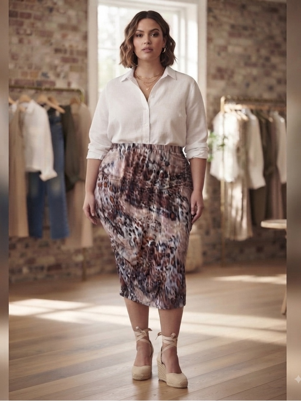 Kathy Ireland Animal Print Skirt
